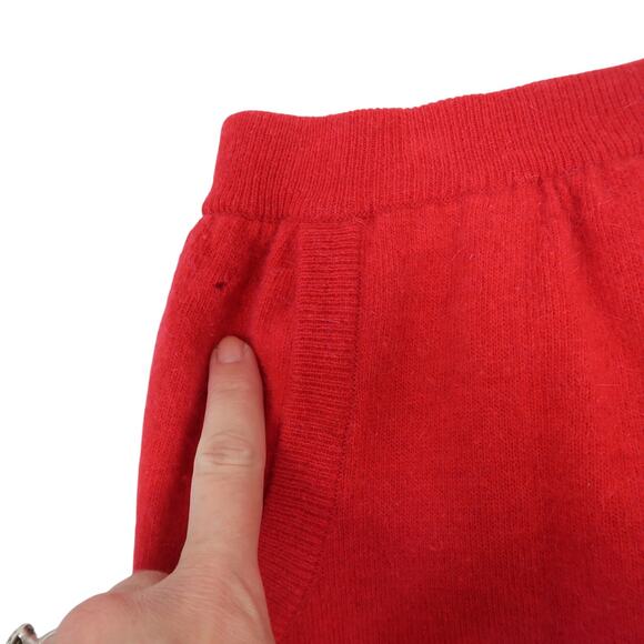 Vintage 80s H&M Chique Red Wool Angora Knit Midi Skirt L - Picture 2 of 5